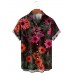 Men's Flower Printed Lapel Short Sleeve Shirt 97422985M