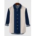 Vintage Classic Contrast Color Blue And White Printing Men's Long Sleeve Shirt