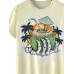 Summer Beach Coconut Tree and Hand Skull Print Short Sleeve T-Shirt