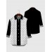 Mid-Century Black-White Dot and Line Fashion Printing Men's Long Sleeve Shirt