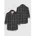 Black and White Round Fashion Polka Dots Printing Men's Long Sleeve Shirt