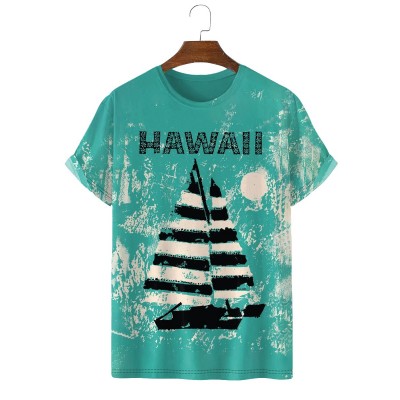 Hawaiian Sailing Sunset Vacation Short Sleeve T-Shirt