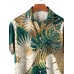 Gold and Green Tropical Leaves Hawaiian Short Sleeve Shirt