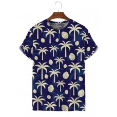 Men's Coconut Palm Tree Print Short Sleeve T-Shirt