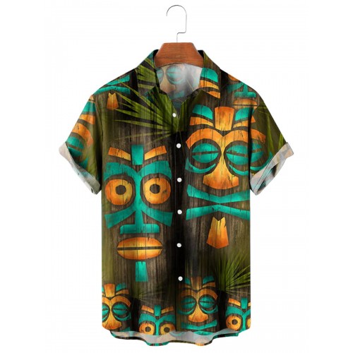 Tiki totem art short sleeve shirt