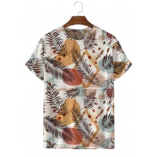 Men's Geometric Tropical Leaves Short Sleeve T-Shirt