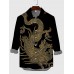Black Full-Print Golden Dragon Cool Printing Men's Long Sleeve Shirt