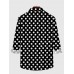 Black and White Round Fashion Polka Dots Printing Men's Long Sleeve Shirt
