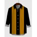 Vintage Black-Yellow Stripe Button Down Men's Long Sleeve Shirt