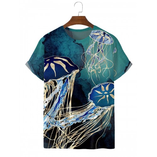Men's Undersea Metal Jellyfish Short Sleeve T-Shirt
