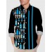 Vintage Black and Blue Contrasting Color Bottle Pattern Printing Men's Long Sleeve Shirt